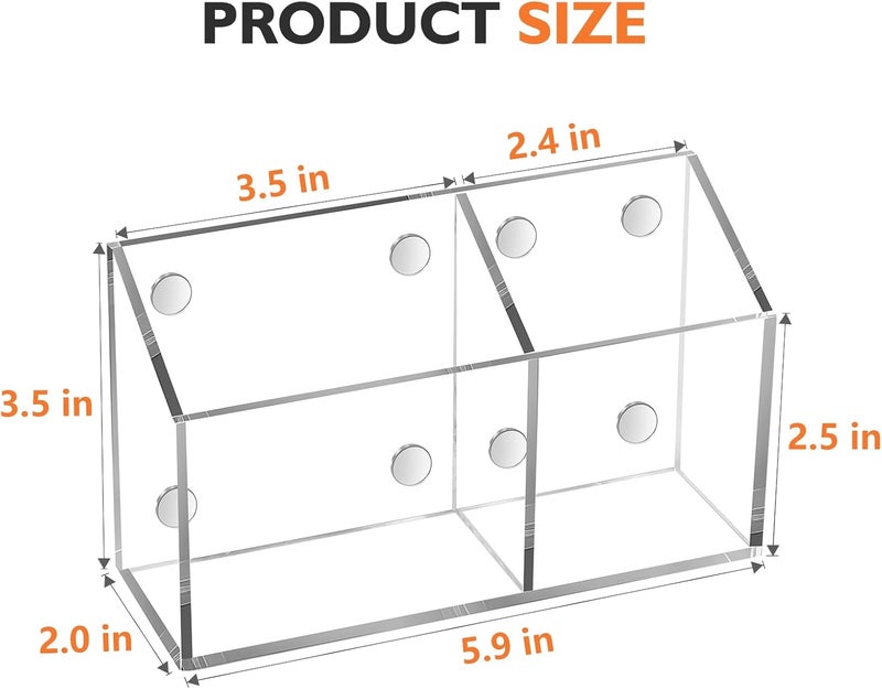 Ameceres Magnetic Pen Holder Classroom Organization Acrylic Marker Holder for Whiteboard Refrigerator Locker Accessories Pencil Dry Erase Marker Basket (2 Compartments * 1) - Image 2